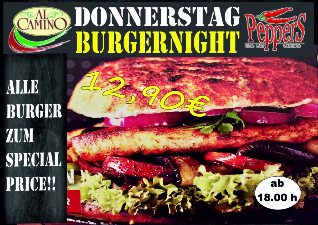 Donnerstag = BurgerNight!   Alle Burger für nur 12,90 € im Peppers Regensburg