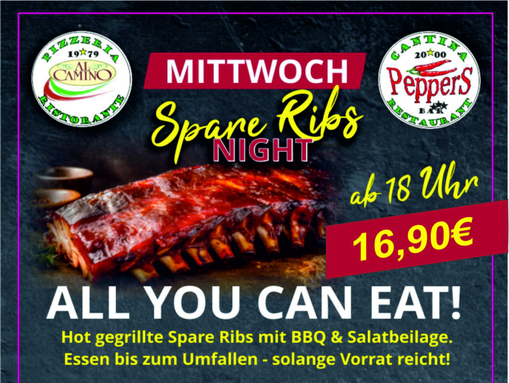 Mittwoch Spare Ribs Night – All you can eat 16,90 €